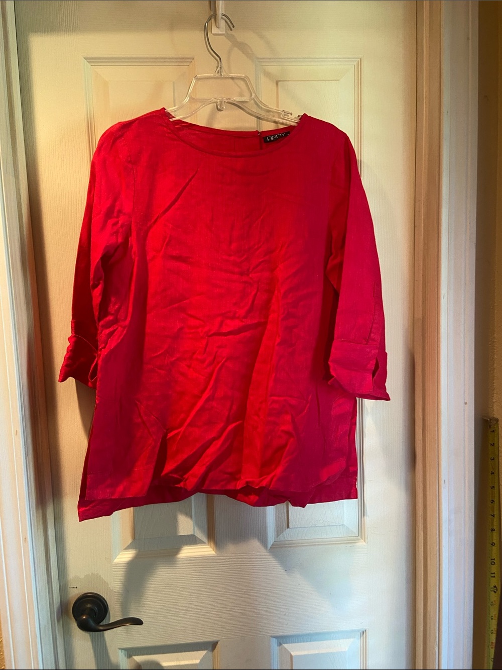 Women’s Bright Red Tunic Top with 3/4 Sleeves